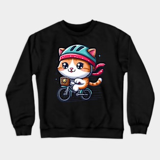 Whisker Wheels: The Cute Cat's Bicycle Adventure Crewneck Sweatshirt